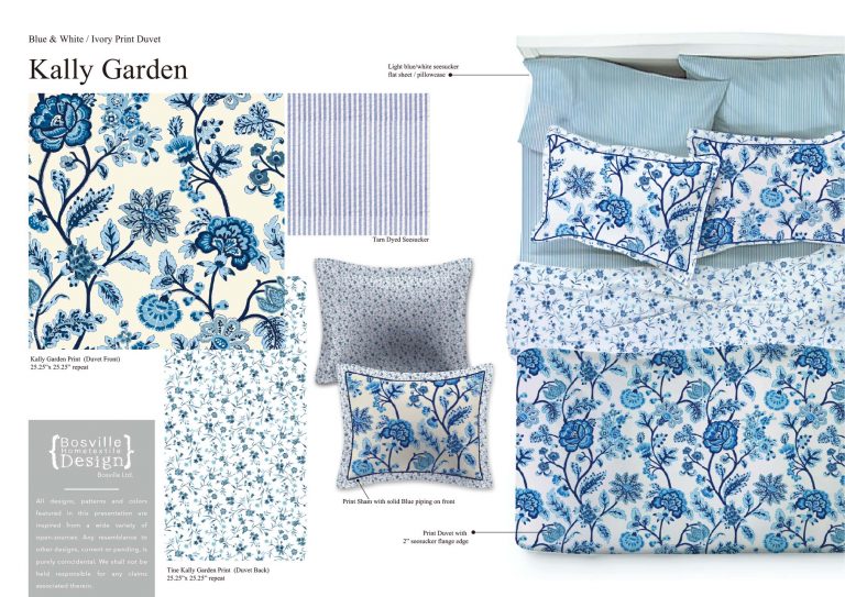 Blue and White art print design bedding
