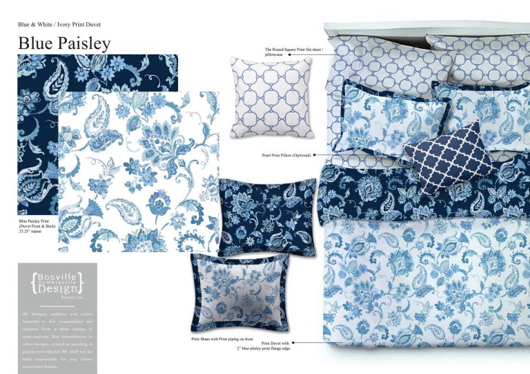 Blue and White art print design bedding
