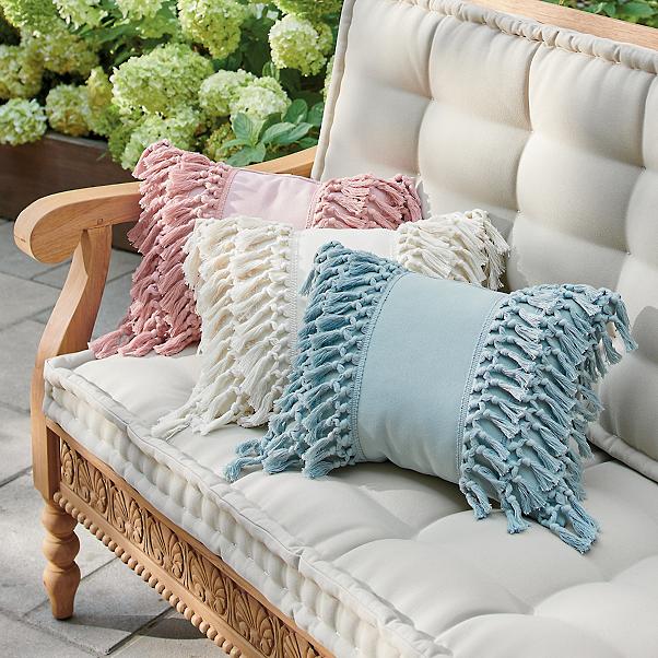 GR Fringe Lumbar Outdoor Pillow